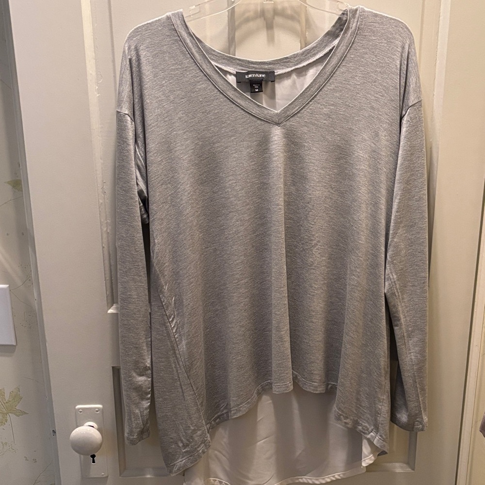 Karen Kane Heather Gray V-Neck Long Sleeve Top